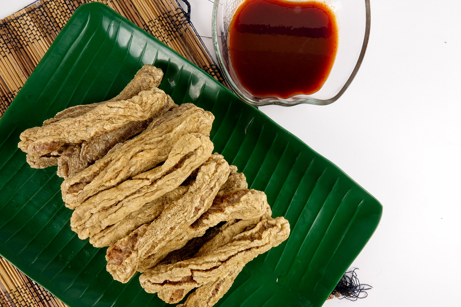 Malaysian fried fish snacks called Keropok Lekor.